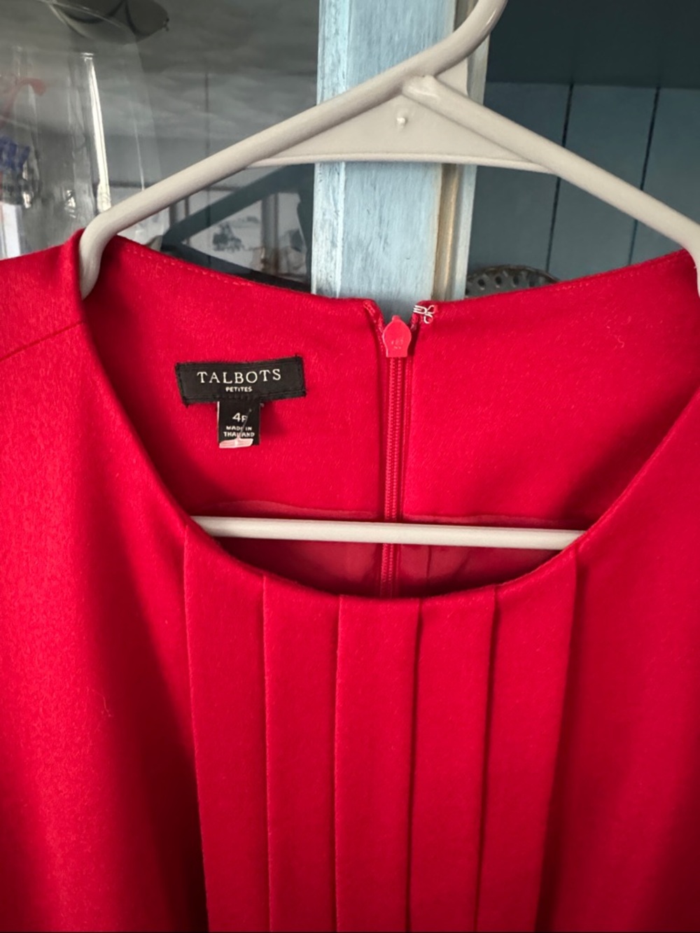 Talbots Petite Bright Red Pleated Front Dress Top - Picture 3 of 5